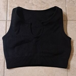 NWOT OQQ Black Ribbed Heavy Duty Women's Crop Top